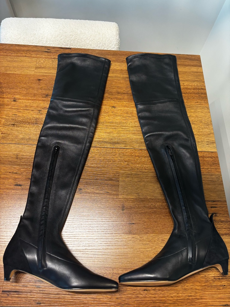 Givenchy Black Leather Over-The-Knee Pointed Toe Boots